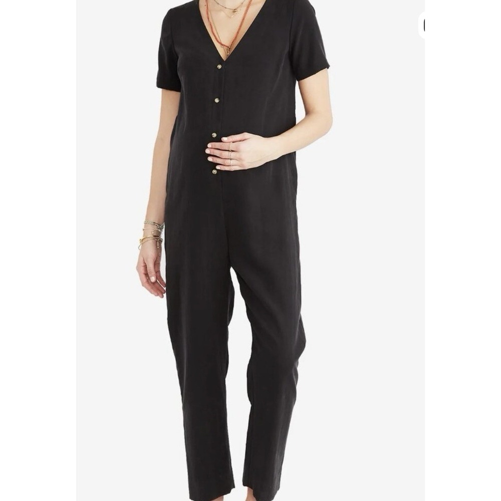 HATCH Collection Women's Size 2 Jumpsuit Noelle Black Tencel Linen
